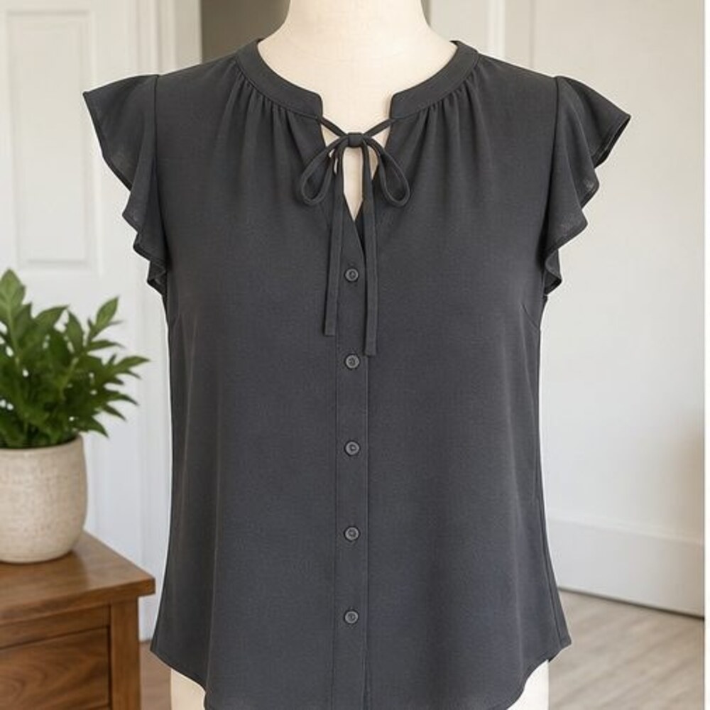 Charcoal Button Blouse